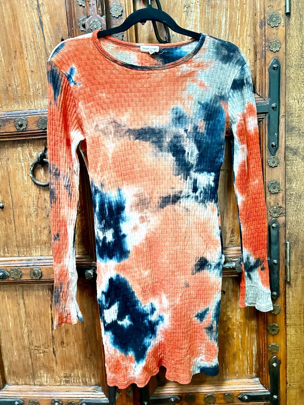 Heart & Hips Tie-Dye Ribbed Long Sleeve Midi Dress SZ L EUC